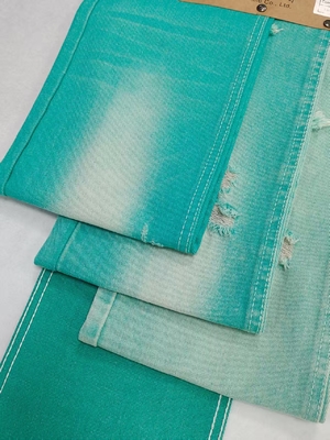 Αγορά Fancy APPLE GREEN Color Left Twill Style 10.6oz Denim Fabric With 10*7 Construction  JSD3023FG For Jeans online manufacture